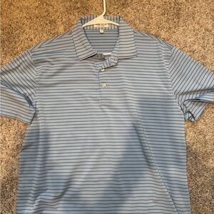 Peter Millar Light Blue and Navy Striped Polo Shirt